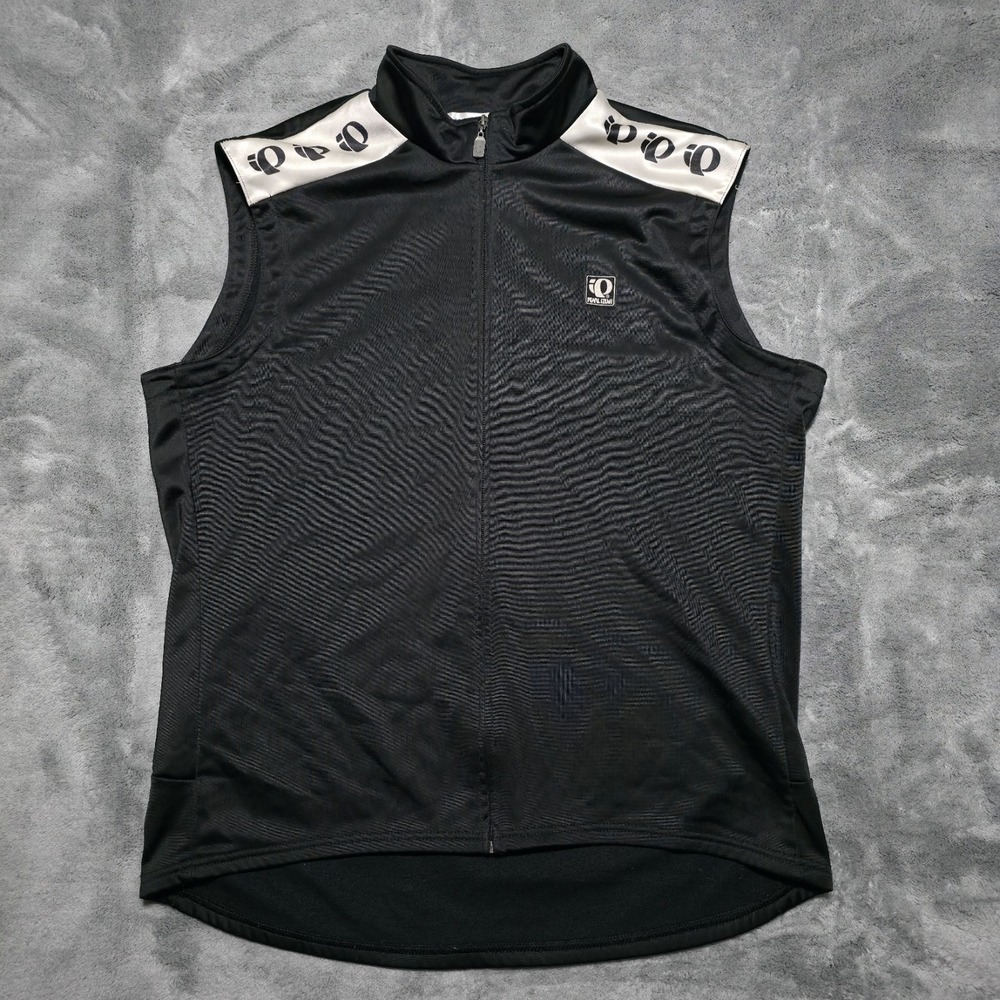 Vintage Pearl Izumi Mens Vest Size Large Cycling Jacket Black White USA Made